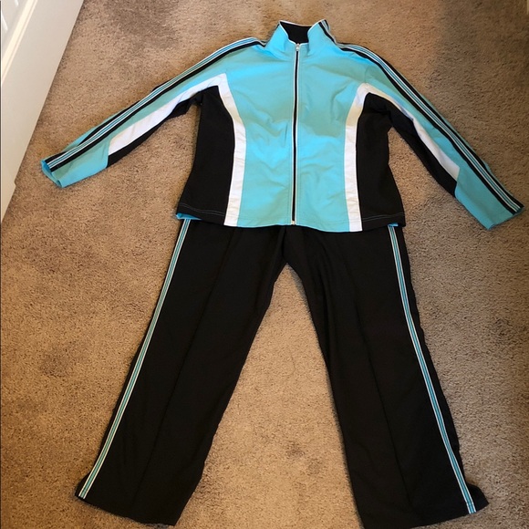 Women's Aqua and Black Track Suit - Picture 3 of 6